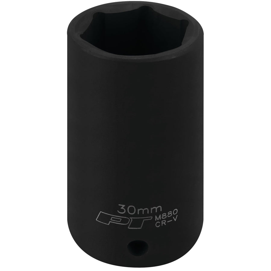 1/2 Drive Performance Tool M880 6pt Deep Impact Socket, 30mm - Chrome Vanadium Durability for Heavy-Duty Automotive Repairs