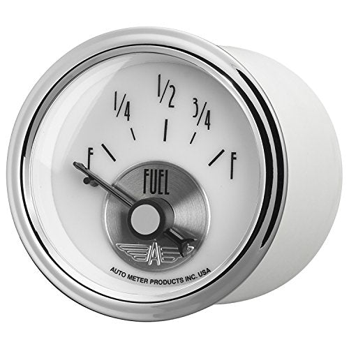 Auto Meter Prestige Pearl 2015 2-1/16" Fuel Level Gauge (0 Ohm E-90 Ohm F, 52.4mm)