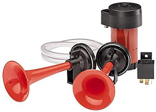 Trumpet Horn HELLA 3PB 003 001-661 - 24V - 118dB(A) - Frequency Range: 780/840Hz - Dual-tone Trumpet Horn - Electric-pneumatic