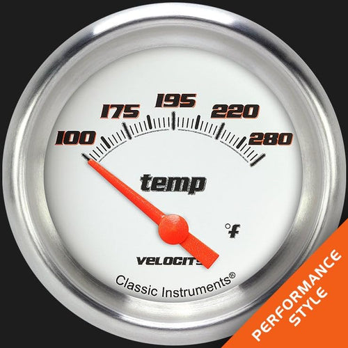 Velocity White Classic Instruments 2 5/8 in Water Temperature Gauge VS226WAPF-06 3/8
