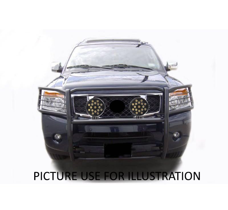Bumper Guard Modular Black Horse Grille brush Come With pair of 7.0"Dia.LED Lights with Black Trim Rings Compatible with 2005-2015 Armada|2004-2015 Titan Crew Cab & King Cab-17NR26MA-PLB