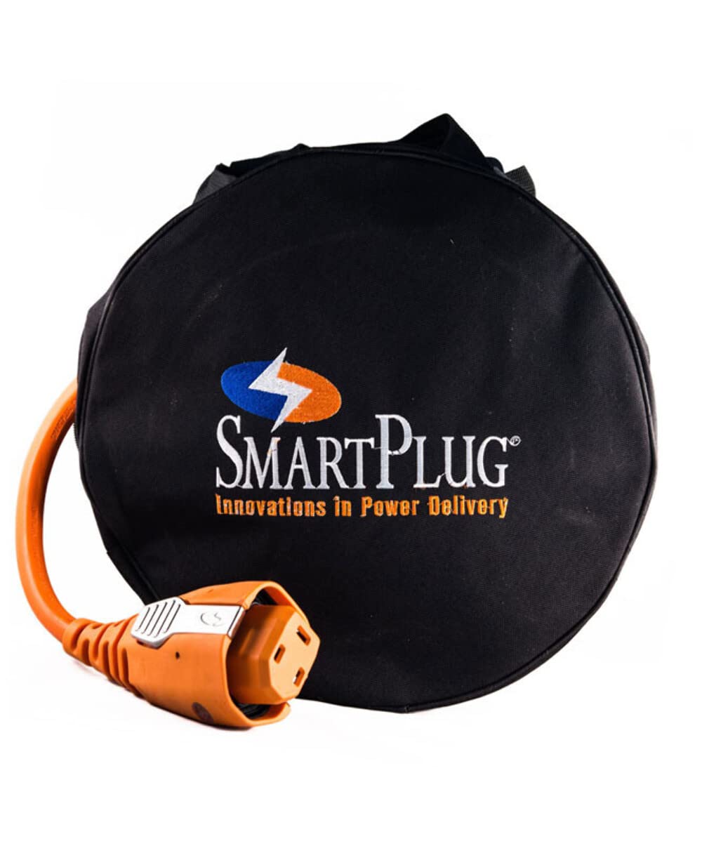 30 Amp SmartPlug C30503W / 125V Cordset – Female Boatside to Dockside Twist-Lock L5-30 Connector with Reverse Polarity Indicator and Storage Bag – 50ft White