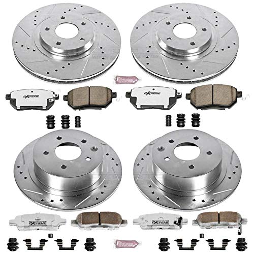Power Stop K092-26 Z26 Carbon Fiber Brake Pads Front and Rear with Drilled & Slotted Brake Rotors Kit For Nissan Altima 2005-2006, Nissan Maxima 2004-2006 [Model Specific]