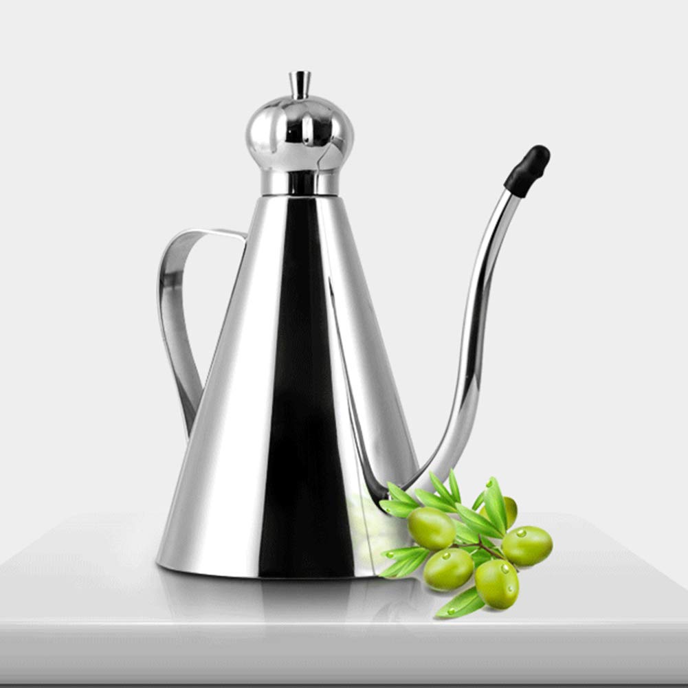 Stainless Steel Oil Dispenser, Olive Oil Drizzler, Olive Oil Bottle with Drip-Free Spout, Thickened Cone Leakproof Oil Pot for Kitchen(350ml/500ml/1L)