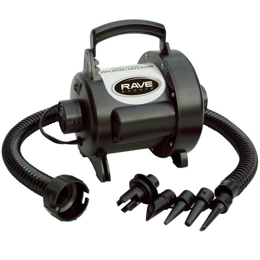 High Speed Rave Sports Inflator/Deflator, 3.0 psi, 48 CFM 120 VAC, with Adaptors, Black