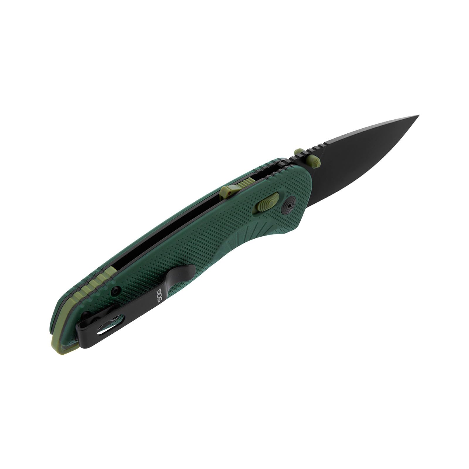 SOG Aegis Folding AT Ambidextrous Outdoor Pocket Easy to Carry Knives | CRYO D2 Stainless Steel Blade | AT-XR Lock, Forest/Moss