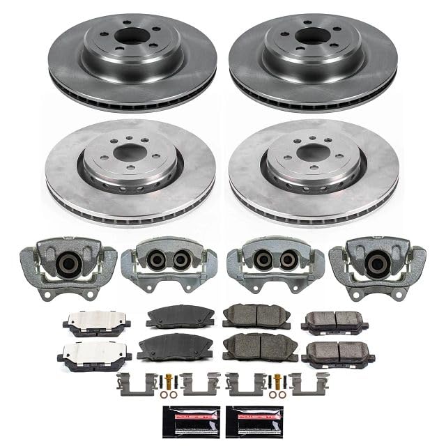 Power Stop Brake Kit Front and Rear For Dodge Charger 2015-2023 [Model Specific] Stock Replacement Brake Pads and Rotors Kit with Calipers KCOE7051