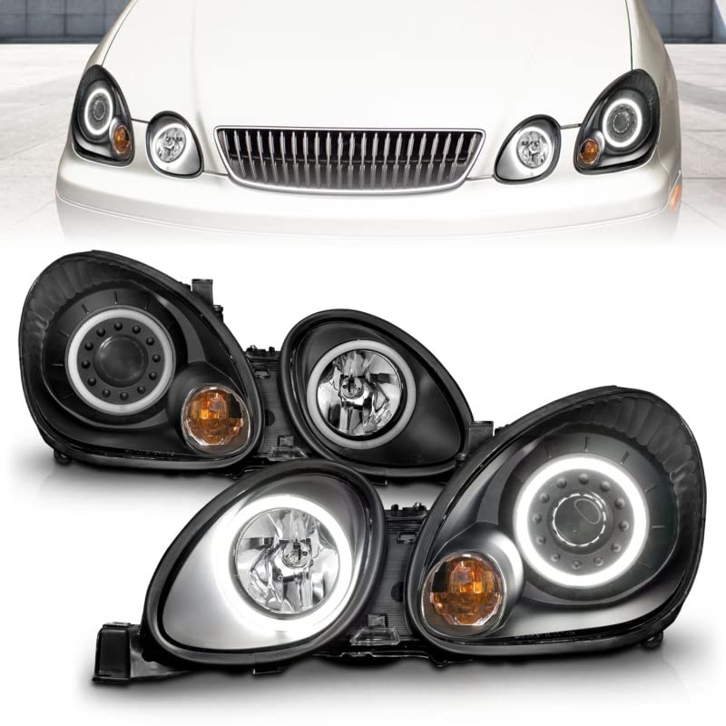 121144 ANZO USA Headlight Set Projector w/CCFL Halo-Black