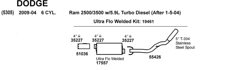 Exhaust Pipe Dynomax 51036 for Dodge Ram 2500