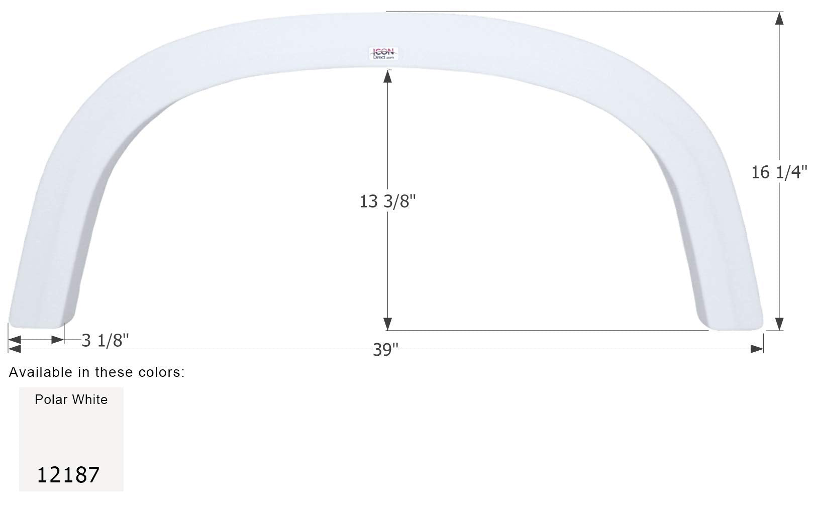 Single Axle Fender Skirt ICON 12187 FS2187 for Four Winds - Polar White