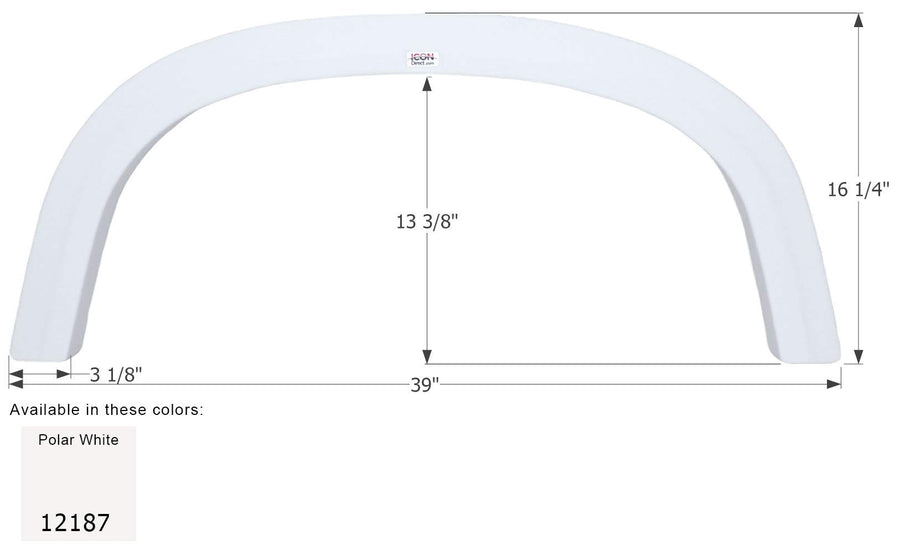Single Axle Fender Skirt ICON 12187 FS2187 for Four Winds - Polar White