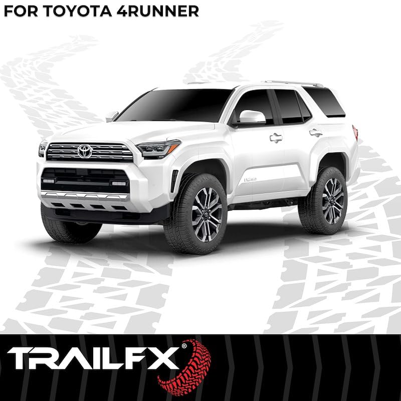 TrailFX AL4027B Nerf Bar, 4-1/2 Inch Hexagonal Straight, with Step Pads, Rocker Panel Mount, Powder Coated, Black, Aluminum, with Plastic End Caps/Bracket Covers, Fits 2025 Toyota 4Runner