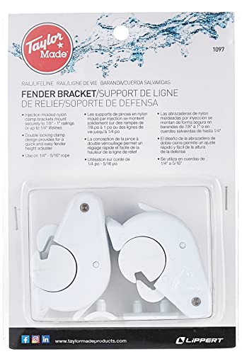 Lifeline / Rail Fender Bracket for 7/8"-1" Railings or 1/4" Max lifelines (Pair)