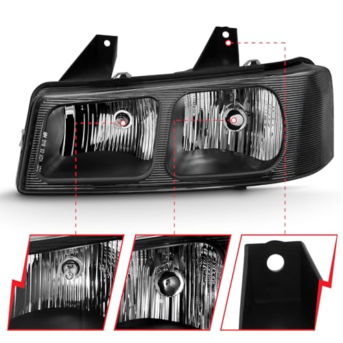 CHEVY EXPRESS/GMC SAVANA 2003-2017 ANZO USA 111474 CRYSTAL HEADLIGHTS BLACK