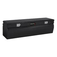 Angled Chest Tool Box TrailFX Single Lid with Struts Black Gloss Powder Coated 16-Gauge Diamond Tread Aluminum 13.5 Cubic Foot 54 Inch Length x 19-7/8 Inch Width x 17-1/8 Inch Height 150562