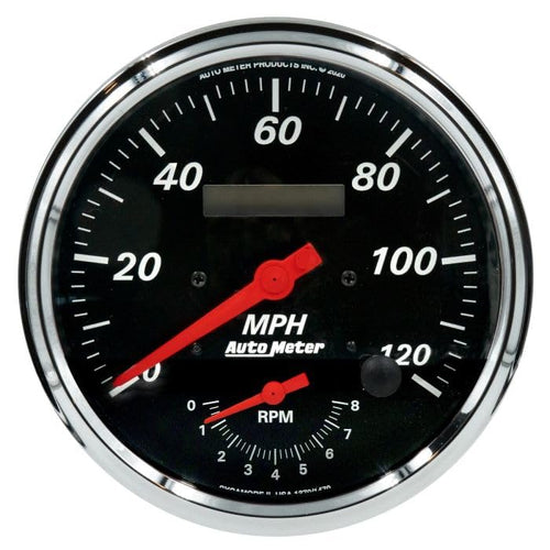 Auto Meter Gauge 1770, Tach/Speedo, 5", 120Mph & 8K RPM, Elec. Program., Old TYME Black