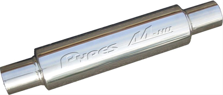 Pypes MVR200S Exhaust 14" Long 4" OD 2-1/2" Center Inlet 2-1/2" Center Outlet 304 Polished Stainless Steel Muffler