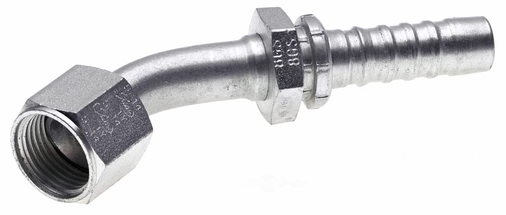 GlobalSpiral Gates 6GS-6FJX45S Couplings, Female JIC 37° Flare Swivel, Zinc Plated Carbon Steel, 3.23", 45° Bent Tube, 3/8" ID
