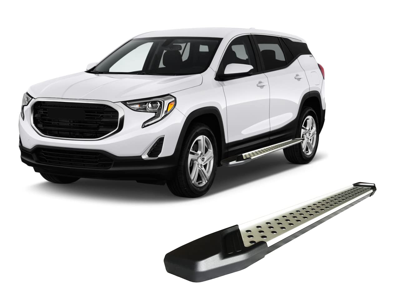 Aluminum Black Horse Vortex Running Boards Compatible with 2018-2022 GMC Terrain / 2018-2022 Chevrolet Equinox
