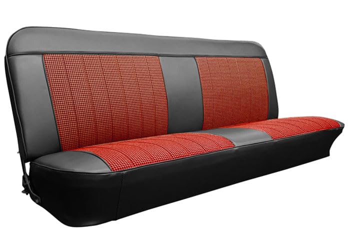 UP66H00BLKRED Brothers Trucks Houndstooth Seat Cover - Bench - Black Vinyl/Red