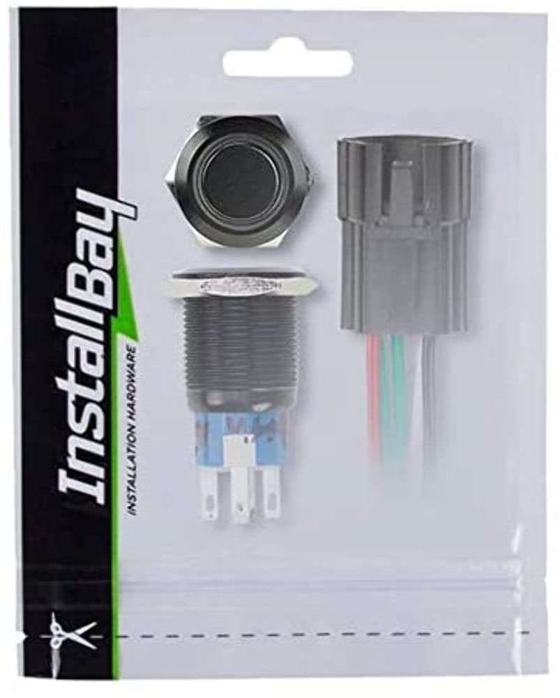 Black Round Install Bay 19Mm Switch W/Latch & Harness - Yellow