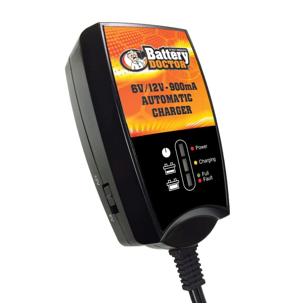 Battery Doctor WirthCo 20026 Black CEC Certified 6/12V 900MA - Wall Mount Smart Charger/Maintainer
