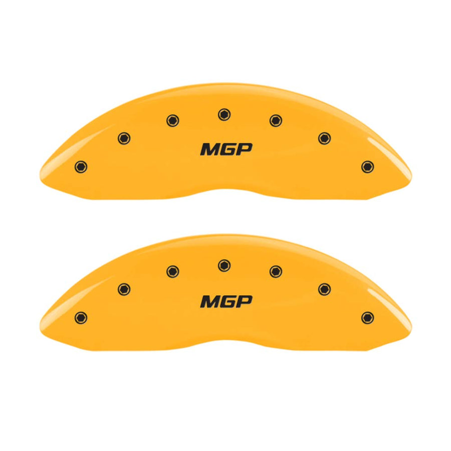 MGP Yellow Powder Coat Finish Caliper Covers 39022SMGPYL, Black Characters, Set of 4