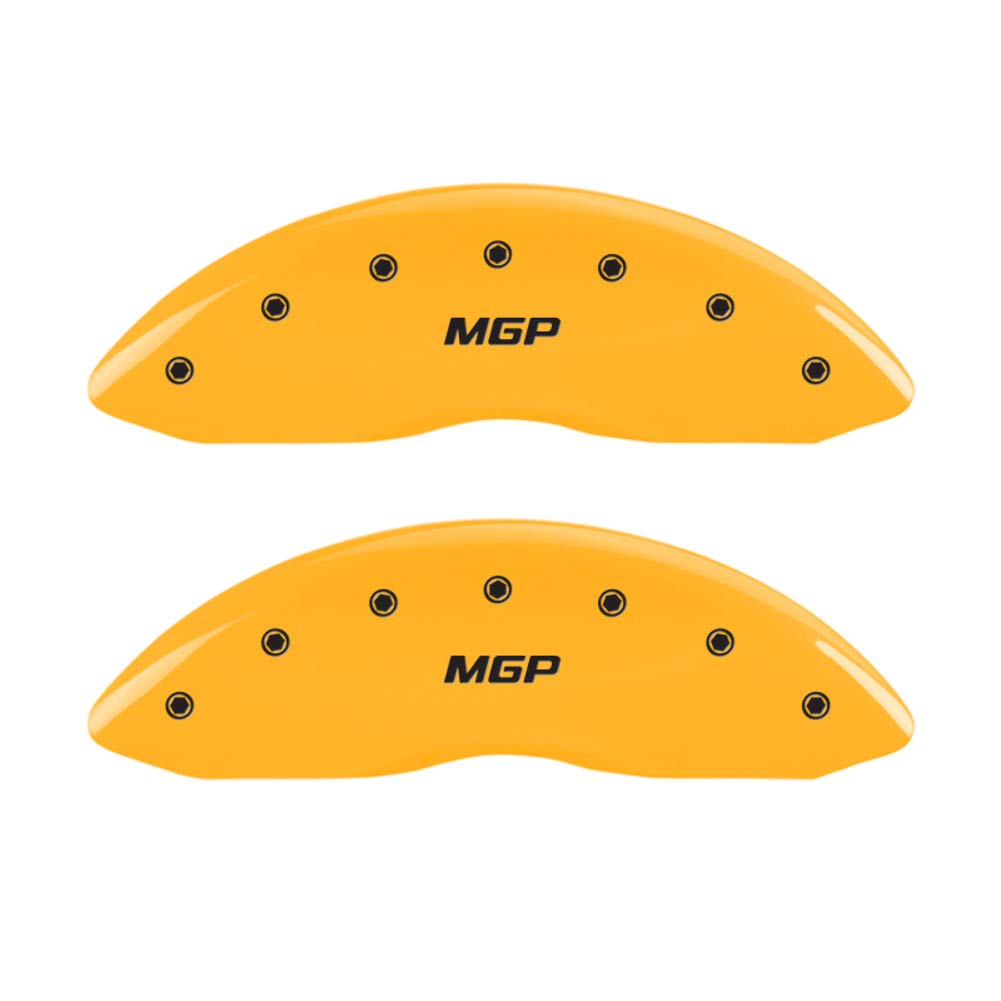 MGP Yellow Powder Coat Finish Caliper Covers 39021SMGPYL, Black Characters, Set of 4