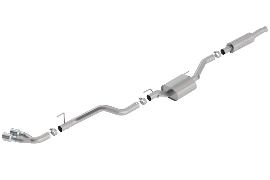 S-Type Borla 140812 Cat-Back Exhaust System 2.75 in. Pipe 3.5 in. Tip Dual Round Rolled Angle Cut Truck Side Exit T-304 Stainless Steel Cat-Back Exhaust System