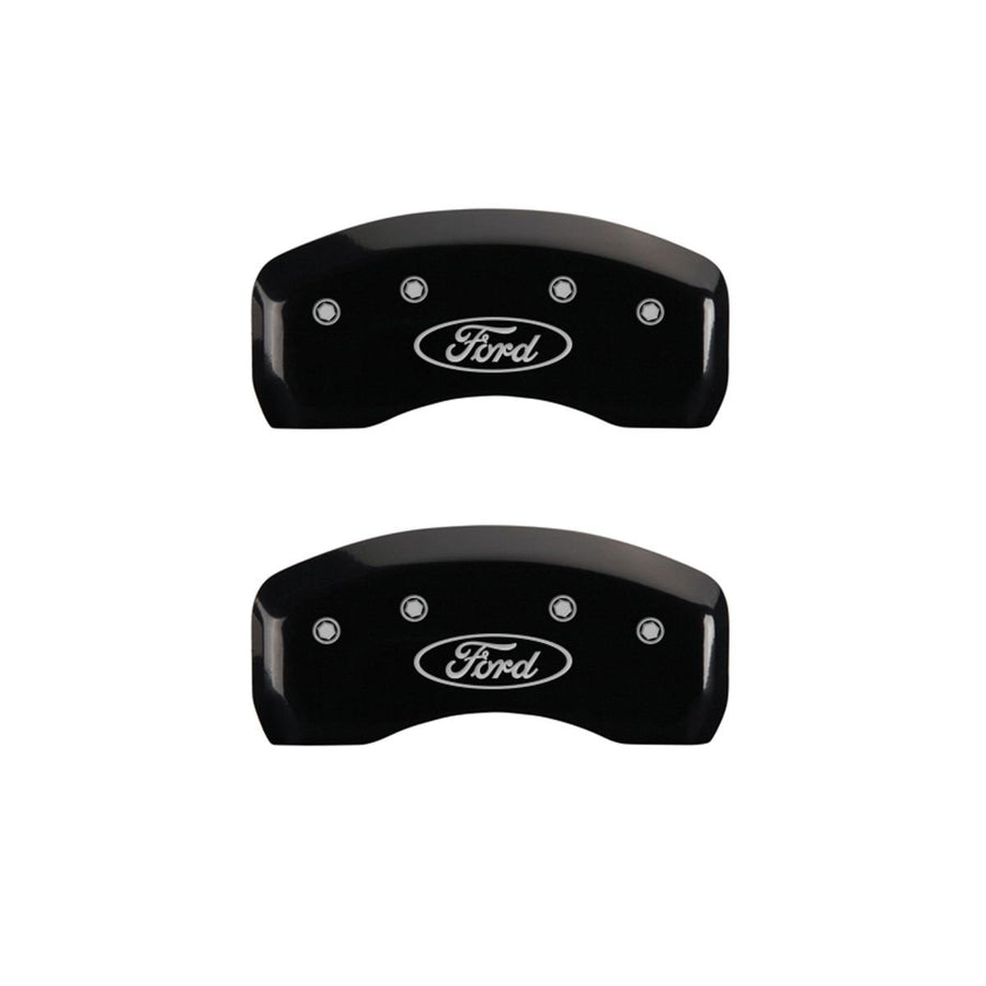 SET OF 4 CALIPER COVERS, OVAL LOGO/FORD, FRONT AND REAR, BLACK, SILVER CHARACTERS