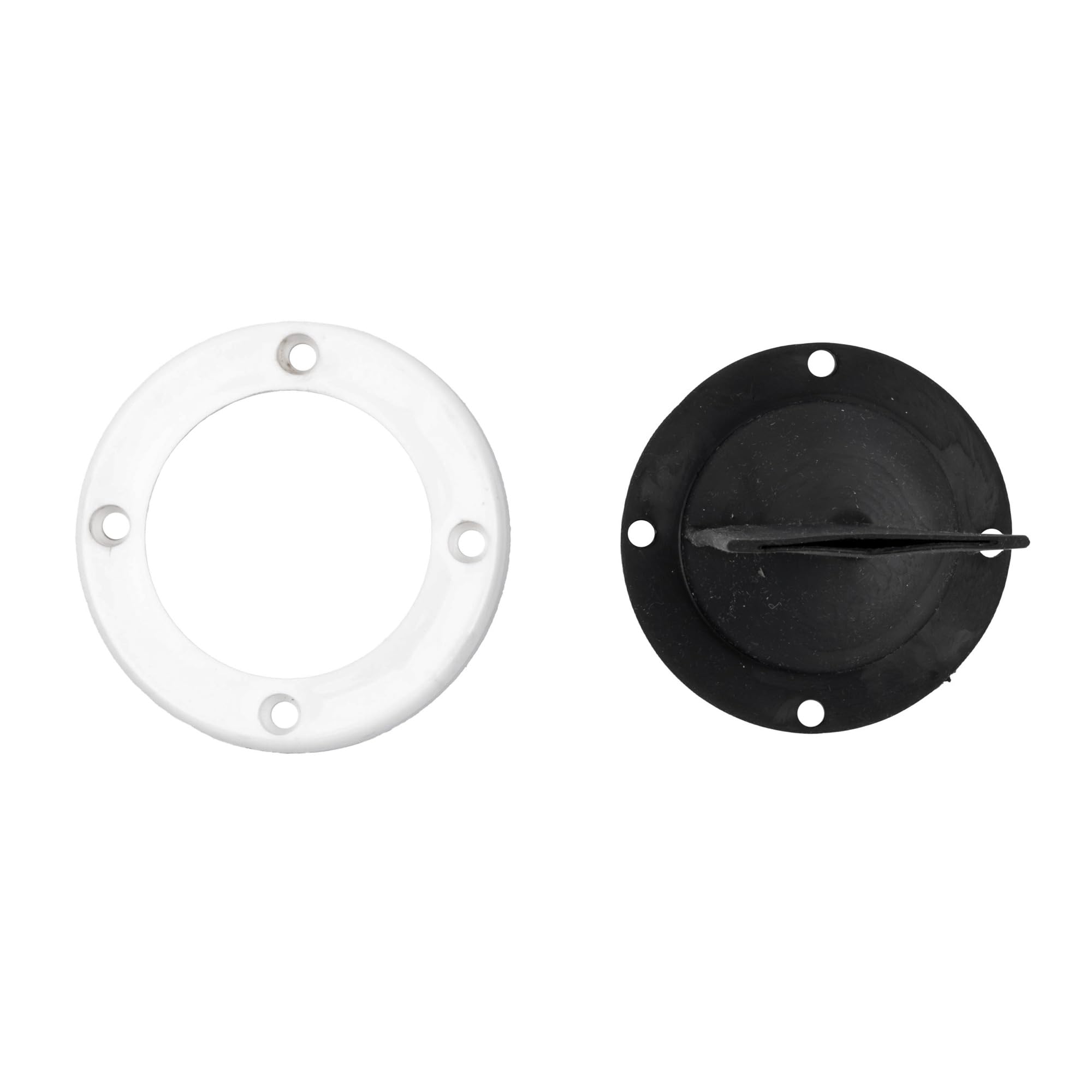 Duck Bill T-H Marine Scupper - White and Black - Universal Replacement for Flapper Scuppers - Seals Underwater Pressure - Fits Standard Drain Tubes - 2-3/4 in Outer Ring Diameter