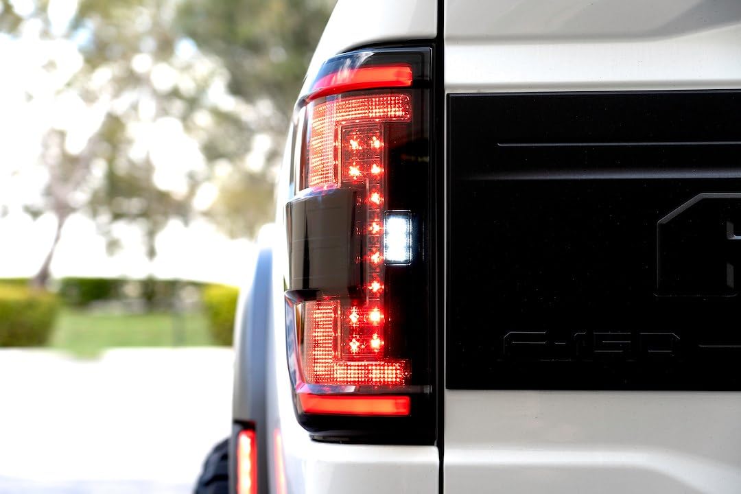 RECON - Ultra Bright Smoked LED Tail Lights Fits 2021-2023 F150 & Raptor (Replaces OEM LED style w/BLIS Only) SMOKED LENS