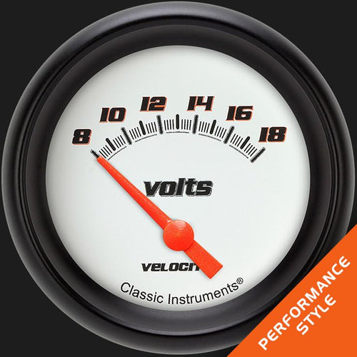 Velocity White ClaShort Sweepic Instruments 2 5/8" Volt Gauge Short Sweep VS230WBPF