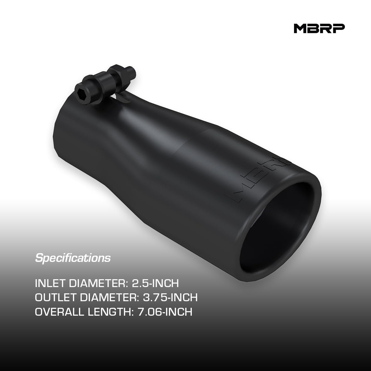 Black MBRP Exhaust Tip T5116BLK (3.75" O.D., Oval, 2.5" Inlet, 7 1/16" Length)