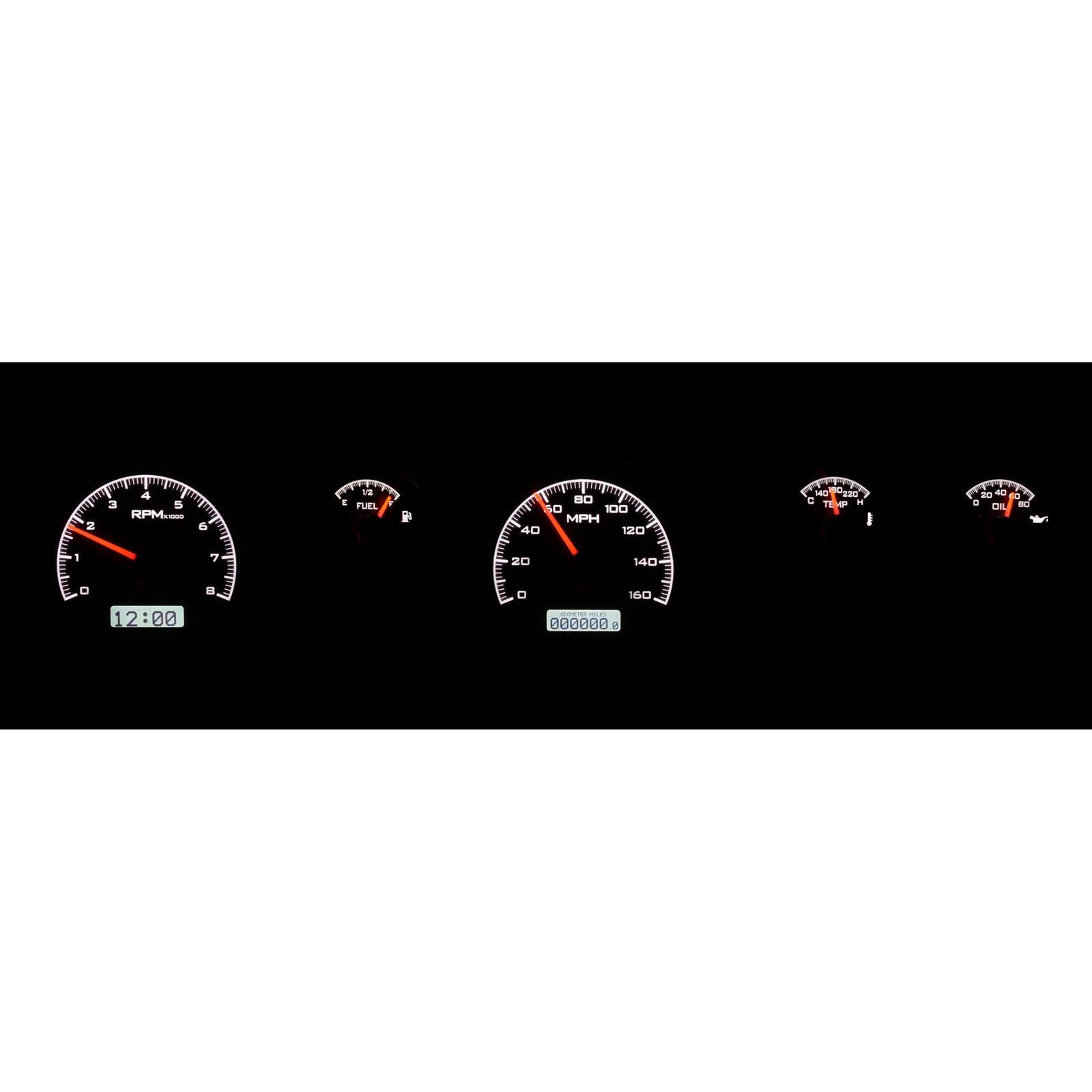 Dakota Digital 70-81 Pontiac Firebird Dash Analog Gauge Cluster Kit Black Alloy White VHX-70P-FIR-K-W