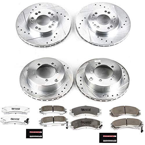 Power Stop Z26 K800-26 Front and Rear Carbon Fiber Brake Pads with Drilled & Slotted Brake Rotors Kit For Dodge Stealth, Mitsubishi 3000GT, Mitsubishi Diamante [Model Specific]
