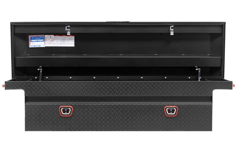 Weather Guard Low Profile Saddle Truck Tool Box Aluminum Textured Matte Black 10.2 Cu Ft