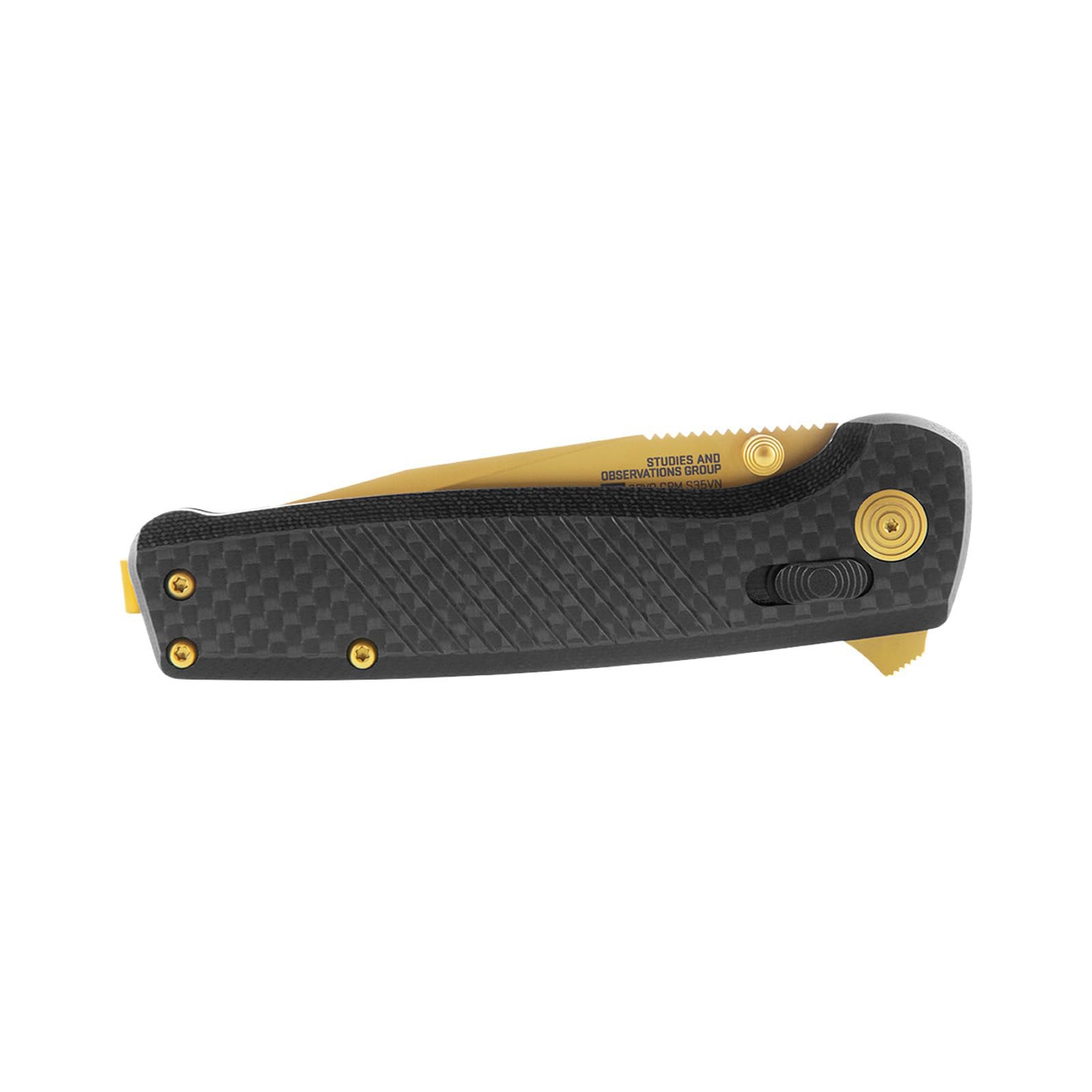 SOG Lightweight Terminus XR LTE Everyday Carry Folding Knives with Pocket Clip| Cryo CPM S35VN Steel | XR Locking Mechanism, Carbon/Gold