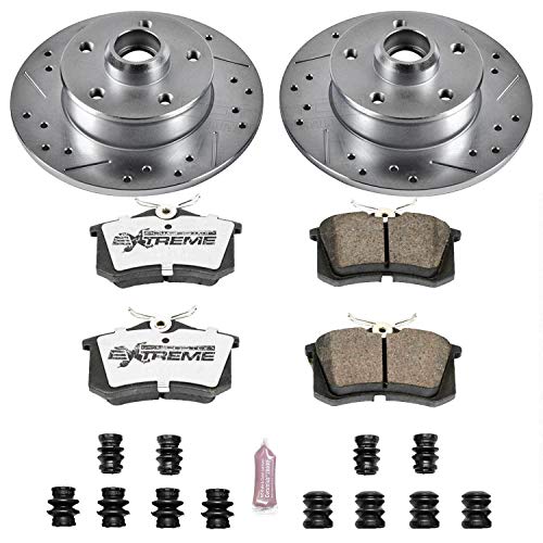 Power Stop K513-26 Z26 Carbon Fiber Brake Pads Rear with Drilled & Slotted Brake Rotors Kit For Volkswagen Corrado 1992-1995, Volkswagen Passat 1995-1997 [Model Specific]