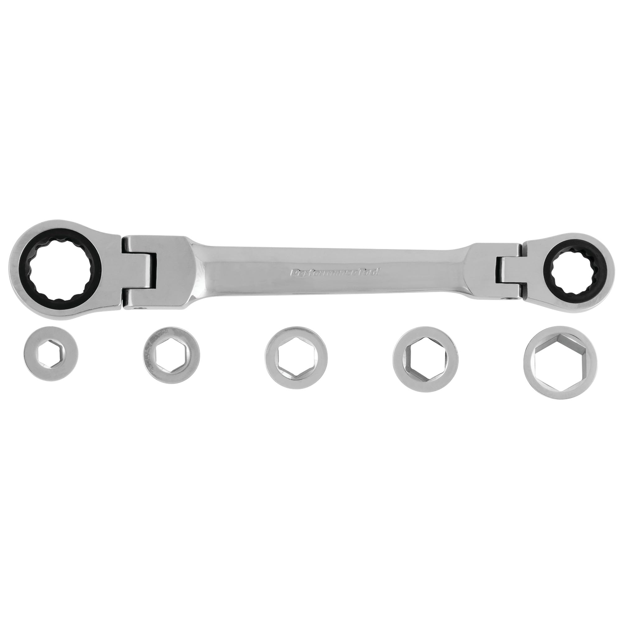 W30648 Performance Tool 7-in-1 Flex-Head Ratcheting Wrench Set - 72 Teeth, Chrome Vanadium Steel, Low Profile, Reusable Case