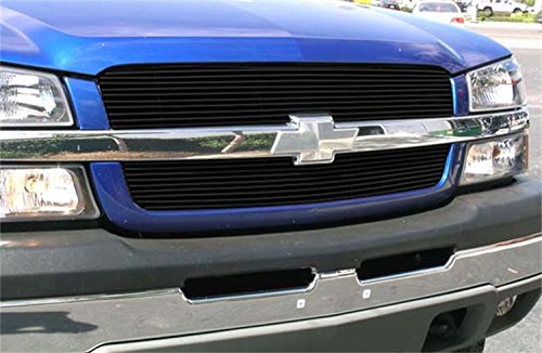 2003-2006 Chevrolet Avalanche, T-Rex Grilles 2003-2005 Silverado 1500, 2003-2004 HD Billet Grille Overlay/Bolt On & Insert - 2 Pc 10, 9 Bars - All Black - Pt # 21100B