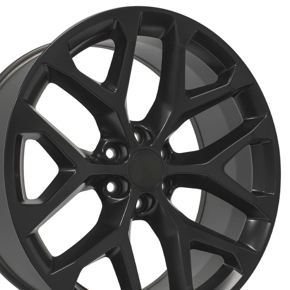 24 Inch OE Wheels CV98B Rim Fits Silverado 1500 Snowflake Style 6x139.7 24x10 Satin Black - Hollander 5668 (1)