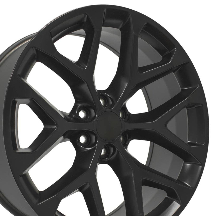 24 Inch OE Wheels CV98B Rim Fits Silverado 1500 Snowflake Style 6x139.7 24x10 Satin Black - Hollander 5668 (1)
