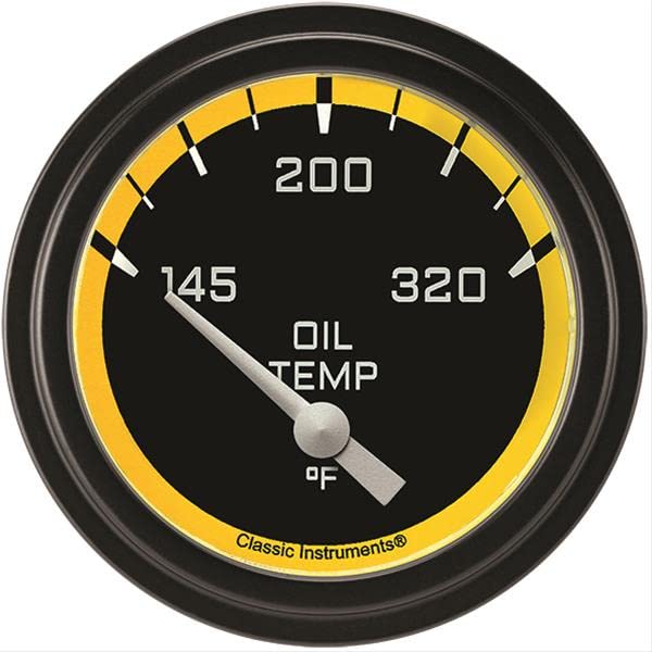 AX228YBLF Classic Instruments AutoCross Yellow 2-5/8" Oil Temperature Gauge