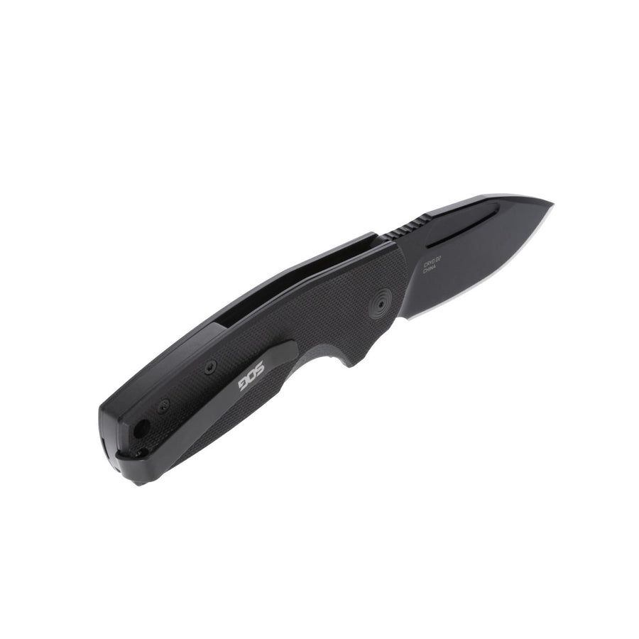 SOG Stout SJ Portable Everyday Carry Camping Folding Knife | Ambidextrous Carry | CRYO D2 Steel Blade | Slip Joint, Blackout, Presentation Box