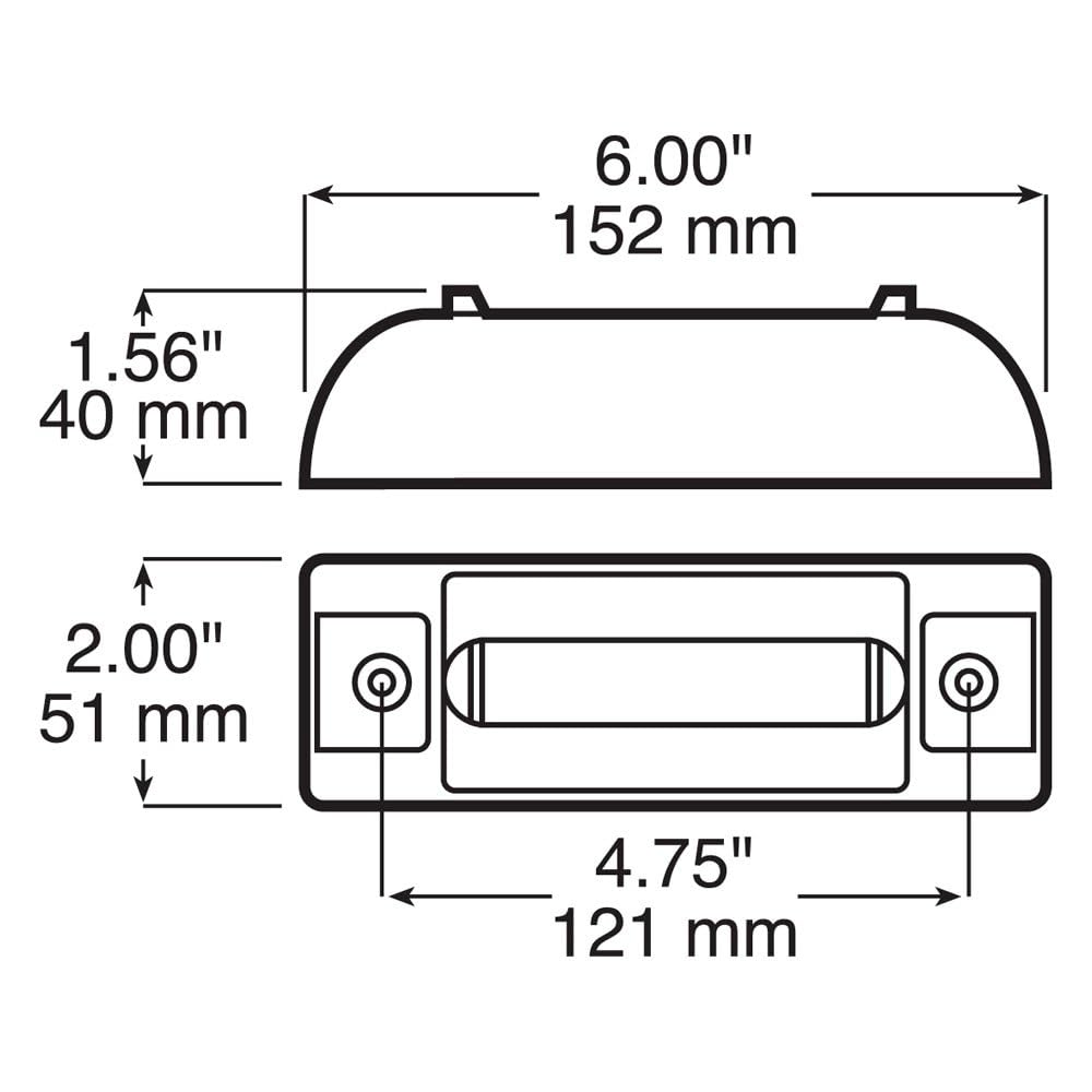 6.0"x2.0" Replacement Lens Peterson Manufacturing (LED M/C Pc, Rectangle, withReflex), 1 Pack
