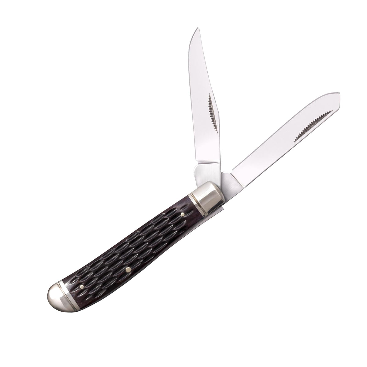 Mini Trapper Cold Steel Versatile Practical Durable Compact Pocket Folding Knife - 2 Blades; Jigged Bone Handle; Slip Joint Lock