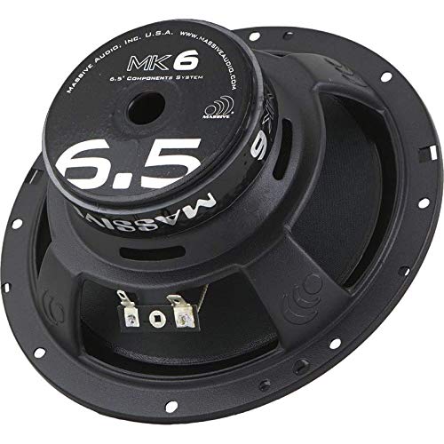 Massive Audio MK6 – 6.5 Inch / 6 Inch 300 Watts Max / 150w RMS, 4 Ohm, MK Series, 25mm Silk Tweeter Car Audio Component Speaker System (Sold in Pair)