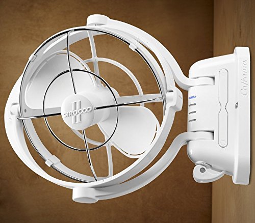 Caframo SEEKR Sirocco II™ Fan from. 12V/24V Auto-Sensing DC, Omnidirectional Low-Power Draw Fan for Boats and RVs. Hardwire Installation Required. Made in Canada. White.