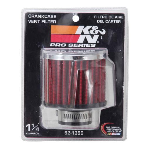 K&N Air Filter/Breather Vent: High Performance, Premium, Washable, Replacement Engine Filter: Flange Diameter: 1.25 in, Filter Height: 2.5 in, Flange Length: 0.875 in, Shape: Breather, 62-1390